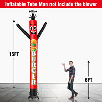 6 10 15 20FT Tall Burger Waving Inflatable Tube Man(Blower Not Included) - goodeny