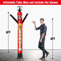 6 10 15 20FT Tall Burger Waving Inflatable Tube Man(Blower Not Included) - goodeny