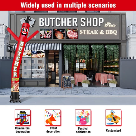 6 10 15 20FT Tall Butcher Shop Waving Inflatable Tube Man(Blower Not Included) - goodeny