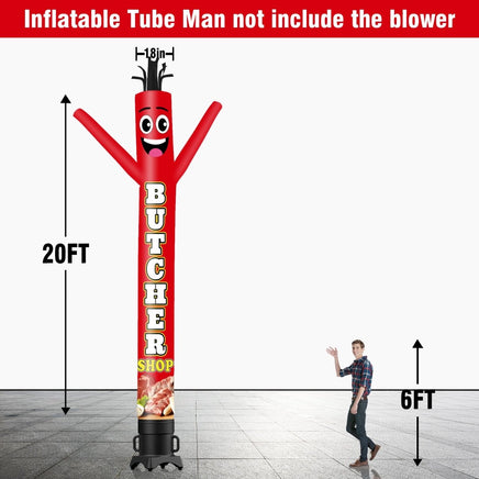 6 10 15 20FT Tall Butcher Shop Waving Inflatable Tube Man(Blower Not Included) - goodeny