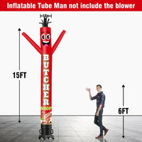 6 10 15 20FT Tall Butcher Shop Waving Inflatable Tube Man(Blower Not Included) - goodeny