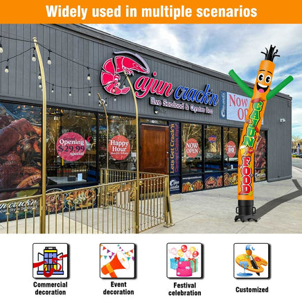 6 10 15 20FT Tall Cajun Food Waving Inflatable Tube Man(Blower Not Included) - goodeny