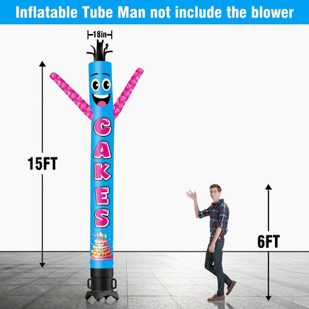 6 10 15 20FT Tall Cakes Waving Inflatable Tube Man(Blower Not Included) - goodeny
