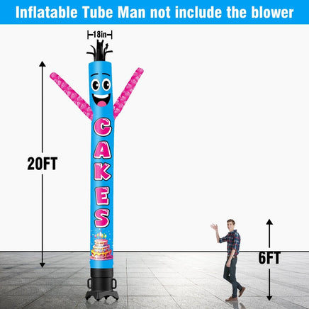 6 10 15 20FT Tall Cakes Waving Inflatable Tube Man(Blower Not Included) - goodeny