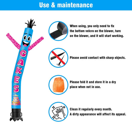 6 10 15 20FT Tall Cakes Waving Inflatable Tube Man(Blower Not Included) - goodeny