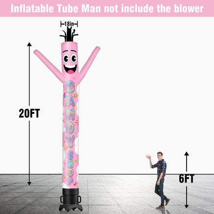 6 10 15 20FT Tall Candy Shop Waving Inflatable Tube Man(Blower Not Included) - goodeny
