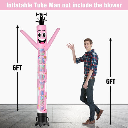 6 10 15 20FT Tall Candy Shop Waving Inflatable Tube Man(Blower Not Included) - goodeny