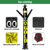 6 10 15 20FT Tall Cash 4 Gold Waving Inflatable Tube Man(Blower Not Included) - goodeny