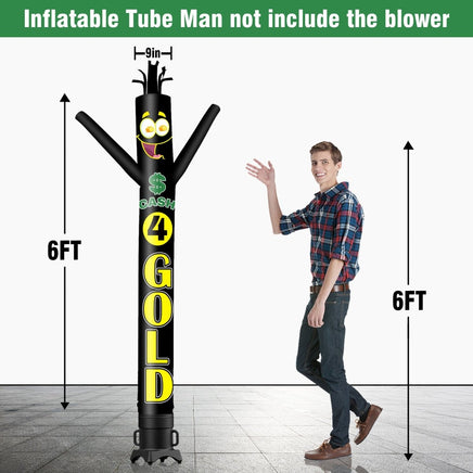 6 10 15 20FT Tall Cash 4 Gold Waving Inflatable Tube Man(Blower Not Included) - goodeny