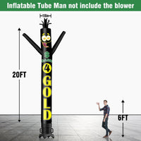 6 10 15 20FT Tall Cash 4 Gold Waving Inflatable Tube Man(Blower Not Included) - goodeny