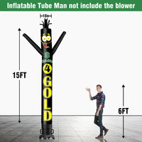 6 10 15 20FT Tall Cash 4 Gold Waving Inflatable Tube Man(Blower Not Included) - goodeny