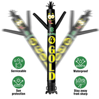 6 10 15 20FT Tall Cash 4 Gold Waving Inflatable Tube Man(Blower Not Included) - goodeny