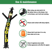 6 10 15 20FT Tall Cash 4 Gold Waving Inflatable Tube Man(Blower Not Included) - goodeny