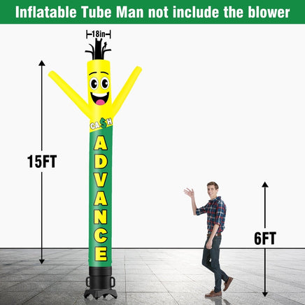 6 10 15 20FT Tall Cash Waving Inflatable Tube Man(Blower Not Included) - goodeny