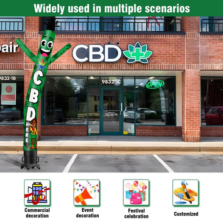 6 10 15 20FT Tall CBD Here Waving Inflatable Tube Man(Blower Not Included) - goodeny