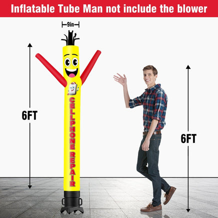 6 10 15 20FT Tall Cellphone Repair Waving Inflatable Tube Man(Blower Not Included) - goodeny