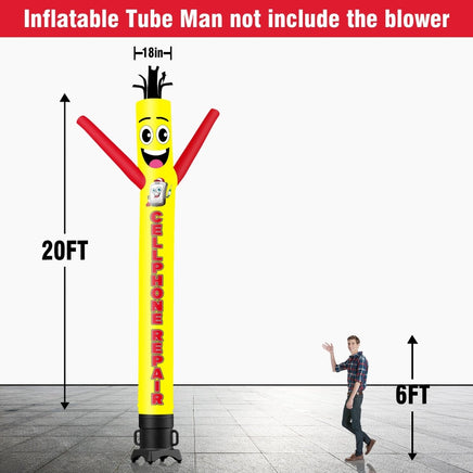 6 10 15 20FT Tall Cellphone Repair Waving Inflatable Tube Man(Blower Not Included) - goodeny