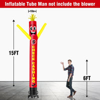 6 10 15 20FT Tall Check Cashing Waving Inflatable Tube Man(Blower Not Included) - goodeny