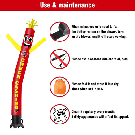 6 10 15 20FT Tall Check Cashing Waving Inflatable Tube Man(Blower Not Included) - goodeny