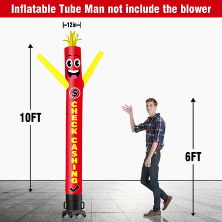 6 10 15 20FT Tall Check Cashing Waving Inflatable Tube Man(Blower Not Included) - goodeny