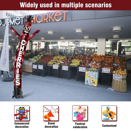6 10 15 20FT Tall Cherries Waving Inflatable Tube Man(Blower Not Included) - goodeny