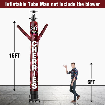 6 10 15 20FT Tall Cherries Waving Inflatable Tube Man(Blower Not Included) - goodeny