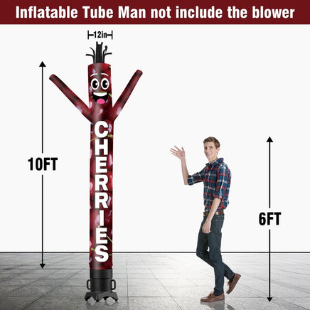 6 10 15 20FT Tall Cherries Waving Inflatable Tube Man(Blower Not Included) - goodeny