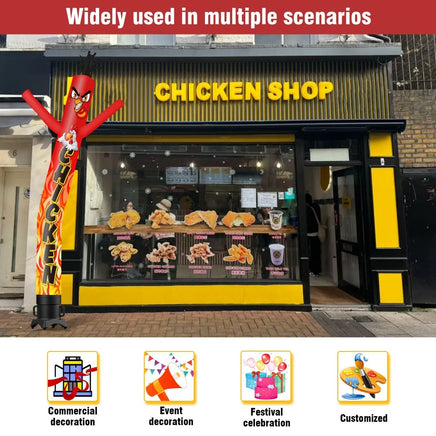 6 10 15 20FT Tall Chicken Waving Inflatable Tube Man(Blower Not Included) - goodeny