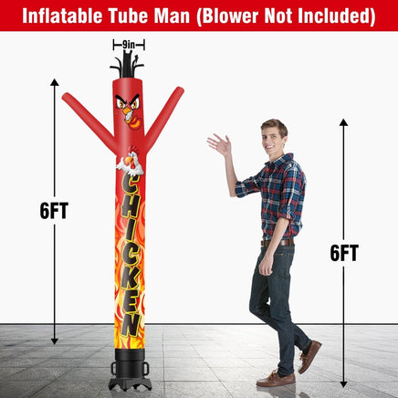 6 10 15 20FT Tall Chicken Waving Inflatable Tube Man(Blower Not Included) - goodeny