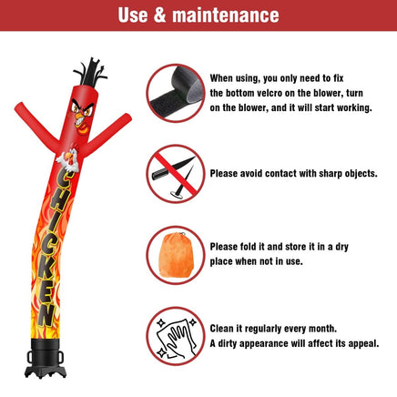 6 10 15 20FT Tall Chicken Waving Inflatable Tube Man(Blower Not Included) - goodeny