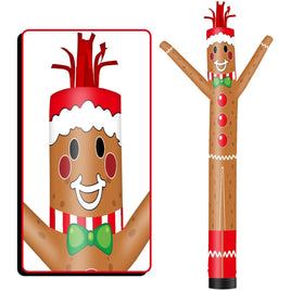 6 10 15 20FT Tall Christmas Gingerbread Man Waving Inflatable Tube Man(Blower Not Included) - goodeny