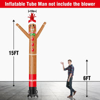 6 10 15 20FT Tall Christmas Gingerbread Man Waving Inflatable Tube Man(Blower Not Included) - goodeny