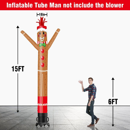 6 10 15 20FT Tall Christmas Gingerbread Man Waving Inflatable Tube Man(Blower Not Included) - goodeny