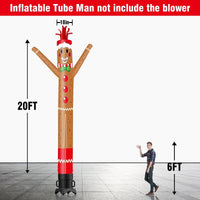 6 10 15 20FT Tall Christmas Gingerbread Man Waving Inflatable Tube Man(Blower Not Included) - goodeny
