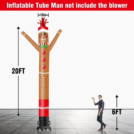 6 10 15 20FT Tall Christmas Gingerbread Man Waving Inflatable Tube Man(Blower Not Included) - goodeny