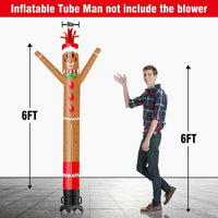 6 10 15 20FT Tall Christmas Gingerbread Man Waving Inflatable Tube Man(Blower Not Included) - goodeny