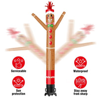 6 10 15 20FT Tall Christmas Gingerbread Man Waving Inflatable Tube Man(Blower Not Included) - goodeny