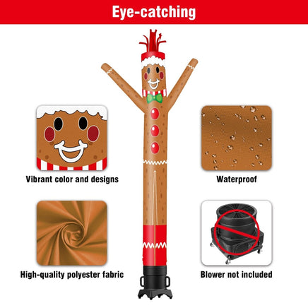 6 10 15 20FT Tall Christmas Gingerbread Man Waving Inflatable Tube Man(Blower Not Included) - goodeny