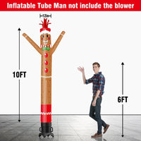 6 10 15 20FT Tall Christmas Gingerbread Man Waving Inflatable Tube Man(Blower Not Included) - goodeny