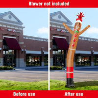 6 10 15 20FT Tall Christmas Gingerbread Man Waving Inflatable Tube Man(Blower Not Included) - goodeny