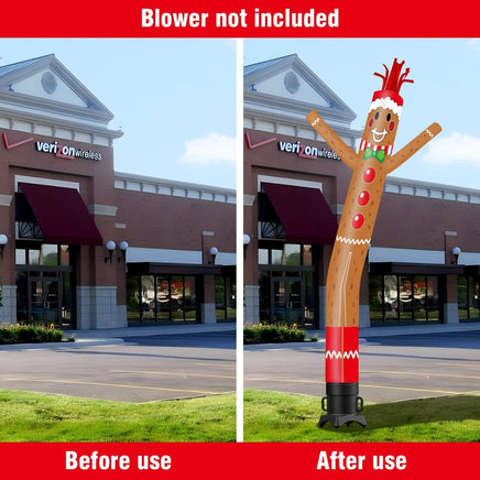 6 10 15 20FT Tall Christmas Gingerbread Man Waving Inflatable Tube Man(Blower Not Included) - goodeny