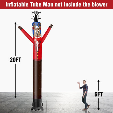 6 10 15 20FT Tall Christmas Moose Waving Inflatable Tube Man(Blower Not Included) - goodeny