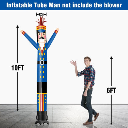 6 10 15 20FT Tall Christmas Nutcracker Blue Waving Inflatable Tube Man(Blower Not Included) - goodeny