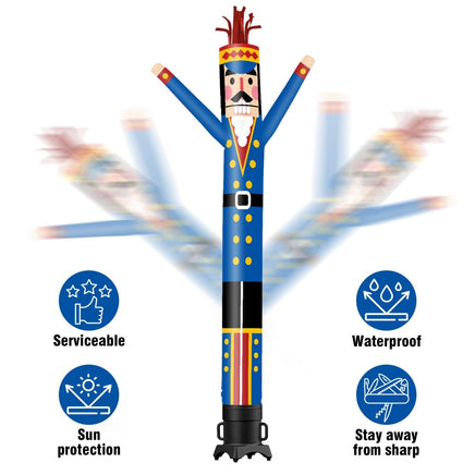 6 10 15 20FT Tall Christmas Nutcracker Blue Waving Inflatable Tube Man(Blower Not Included) - goodeny