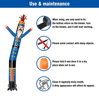 6 10 15 20FT Tall Christmas Nutcracker Blue Waving Inflatable Tube Man(Blower Not Included) - goodeny