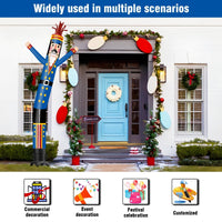 6 10 15 20FT Tall Christmas Nutcracker Blue Waving Inflatable Tube Man(Blower Not Included) - goodeny