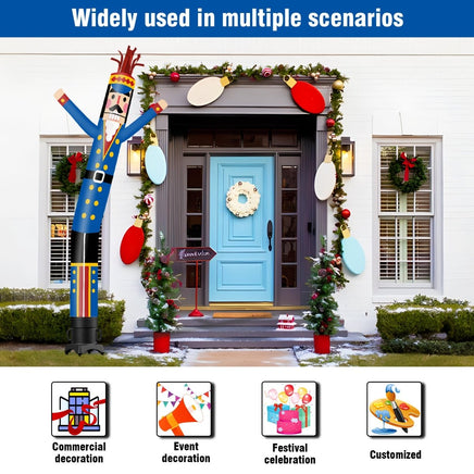 6 10 15 20FT Tall Christmas Nutcracker Blue Waving Inflatable Tube Man(Blower Not Included) - goodeny