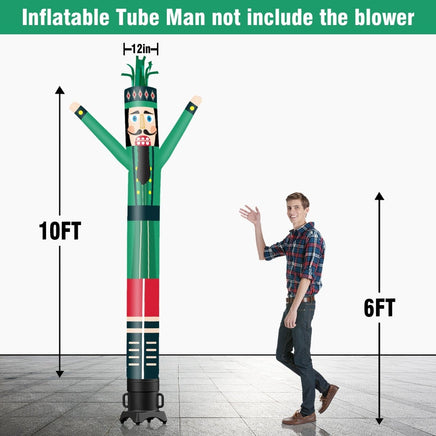 6 10 15 20FT Tall Christmas Nutcracker Green Waving Inflatable Tube Man(Blower Not Included) - goodeny