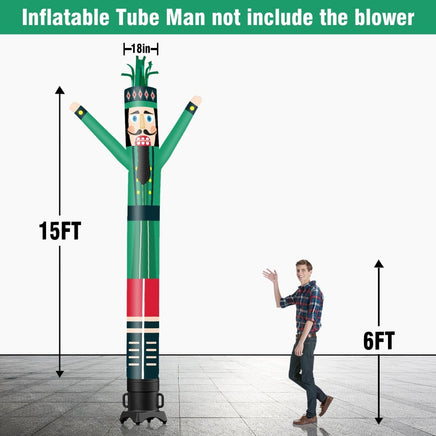 6 10 15 20FT Tall Christmas Nutcracker Green Waving Inflatable Tube Man(Blower Not Included) - goodeny