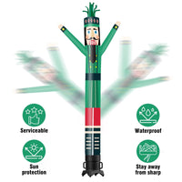 6 10 15 20FT Tall Christmas Nutcracker Green Waving Inflatable Tube Man(Blower Not Included) - goodeny
